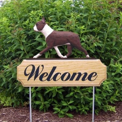Welcome Sign & Garden Stake: Boston Terrier Dog Breed