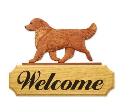 Dog Signs: Golden Retriever Dog Welcome Sign