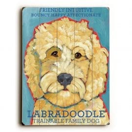 Labradoodle - Dog Signs of Dog Breeds. Dog Prints on Wood. Gifts for Dog Lovers.