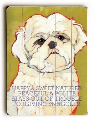 Maltese: Dog Signs of Dog Breeds. Dog Art Print on Wood. Gifts for Dog Lovers.