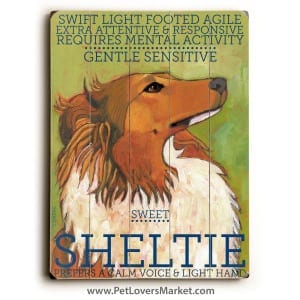 Shetland Sheepdog: Dog Print on Wood