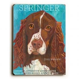 Springer Spaniel: Dog Signs of Dog Breeds. Dog Art Print on Wood. Gifts for Dog Lovers.