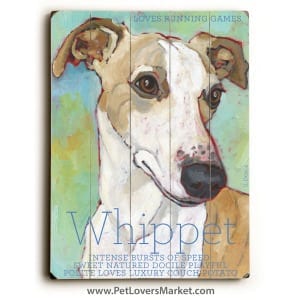 Whippet: Dog Print on Wood