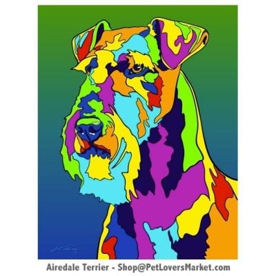 Dog Portraits: Airedale Terrier art. Dog paintings and dog portraits by Michael Vistia. Available in canvas prints and matted prints. Buy Airedale Terrier art as canvas prints and matted prints. Airedale Terrier gifts.