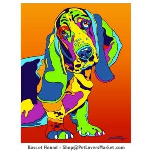 Dog Portraits: Basset Hound art. Dog paintings and dog portraits by Michael Vistia. Basset Hound art is available in canvas prints and matted prints. Basset Hound dog breed.
