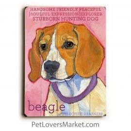 Beagle - Dog Pictures, Dog Art, Dog Print on Wood, Dog Decor. This dog picture features the Beagle Dog Breed.