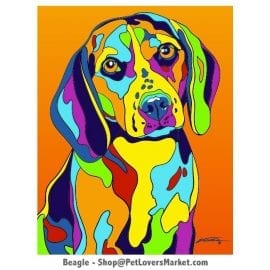 Dog Portraits: Beagle art. Dog paintings and dog portraits by Michael Vistia. Beagle art is available in canvas prints and matted prints. Beagle dog breed.