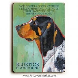 Bluetick Coonhound: Dog Print on Wood