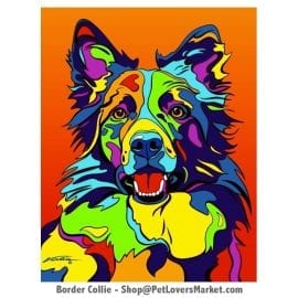 Dog Portraits: Border Collie Art / Border Collie Gifts. Dog paintings and dog portraits by Michael Vistia. Border Collie art is available in canvas prints and matted prints. Give Border Collie Art as Border Collie Gifts.