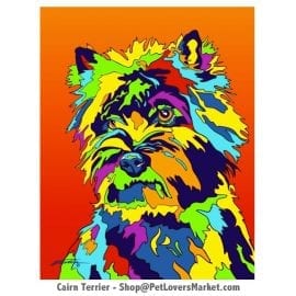 Dog Portraits: Cairn Terrier art. Dog paintings and dog portraits by Michael Vistia. Cairn Terrier art is available in canvas prints and matted prints. Dog painting features the Cairn Terrier dog breed.