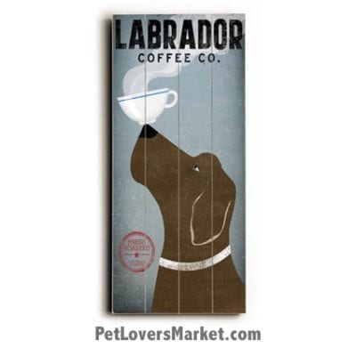 "Labrador Coffee Co" - Vintage Sign with Vintage Dogs.