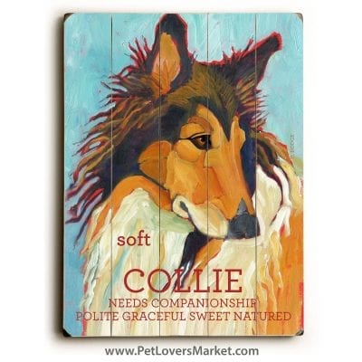 Collie: Dog Print on Wood