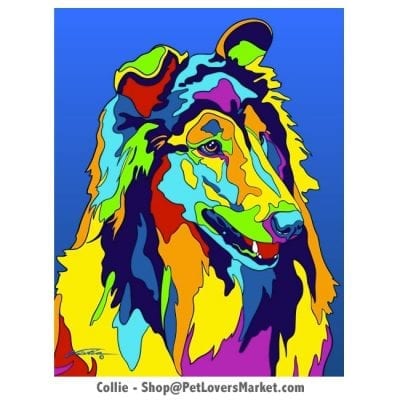 Collie Pictures. Dog portrait and dog painting by Michael Vistia. Canvas Prints and Matted Prints available. Dog Art. Portrait of the Collie dog breed.