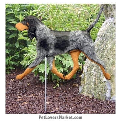 Bluetick Coonhound Dog Sign / Yard Sign / Garden Stake. Garden Accents and Gifts for Dog Lovers. Perfect for Home and Garden Decor. Part of our collection of yard signs and garden accents -- with dog breeds. Also use for outdoor accents, unique garden statues, garden statues online, best garden decor, garden stake decor, decorative garden stake, outdoor home accents, unique garden decor, outdoor home decor. Features Bluetick Coonhound dog breed.