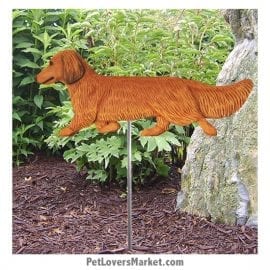 Dachshund Yard Sign / Garden Stake. Garden Accents and Gifts for Dog Lovers. Perfect for Home and Garden Decor. Part of our collection of yard signs and garden accents -- with dog breeds. Also use for outdoor accents, unique garden statues, garden statues online, best garden decor, garden stake decor, decorative garden stake, outdoor home accents, unique garden decor, outdoor home decor. Features long-haired Dachshund dog breed.