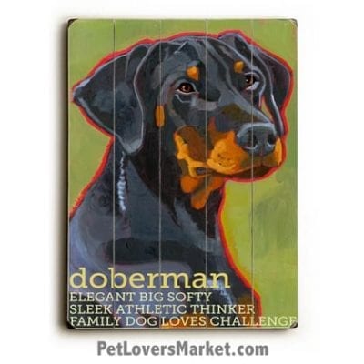 Looking for Doberman pictures? This Doberman wall art / dog art is perfect for dog lovers. Wooden Dog Sign, Dog Print on Wood.
