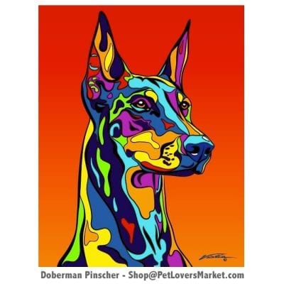 Doberman Pictures: Doberman painting and Doberman art by Michael Vistia. Dog paintings and dog portraits on matted or canvas prints. Doberman gifts.
