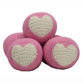 Dog Balls: Pink Heart Organic Crochet Dog Toys