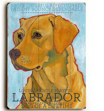 Labrador (yellow) - Dog signs with Dog Breeds. Gifts for Dog Lovers. Wooden sign.