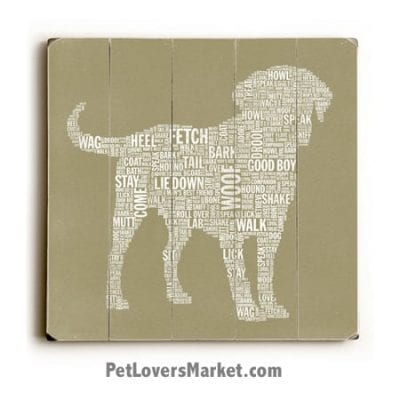 Dog Typography (Good Dog). Dog Art, Wooden Sign, Dog Signs, Dog Prints, Wall Art.