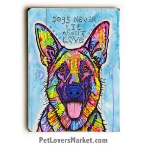 Dog Art by Dean Russo: "Dogs Never Lie About Love". Dog Print / Dog Painting by Dean Russo.