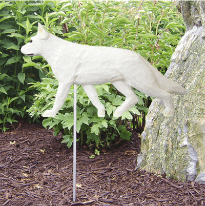 German Shepherd Statues (White). Dog Statues and Garden Statues