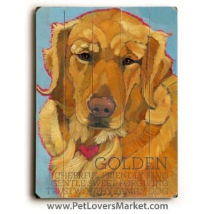 Dog Print on Wood: Golden Retriever