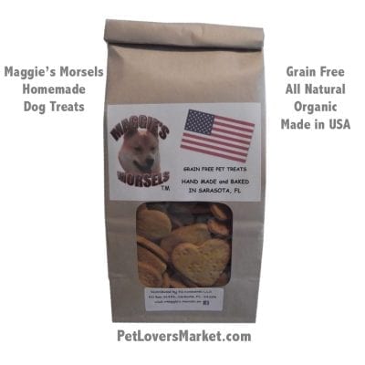 Homemade Dog Treats: Maggie's Morsels (Hearts). Gourmet dog treats. Organic dog treats. Grain free, all natural, no preservatives. Healthy dog snack. Homemade. Bone-shaped.