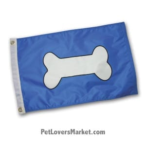 Paws Aboard Bone Flag Blue. Dog Bone - Garden Flag for Dog Lovers. Perfect as Garden Flags, House Flags, Boat Flags, Flagpoles.