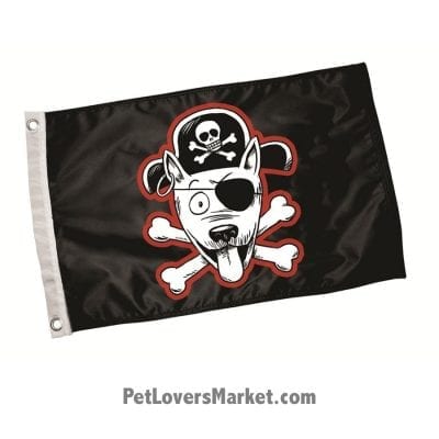 Paws Aboard Pirate Dog Flag. Dog Flag for Dog Lovers. Perfect as Garden Flags, House Flags, Boat Flags, Flagpoles. Dog on board flag.