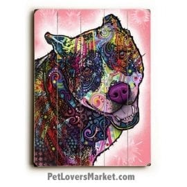 Pitbull Art (Indelible Pit Bull by Dean Russo). Dog Print / Dog Sign Featuring Pit Bull Dog Breed. Dean Russo Art, Dog Art.