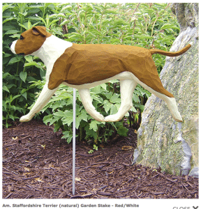 Pitbull Statue (Red/White). Dog Statues and Garden Statues