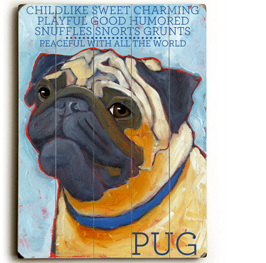 Pug - Dog signs with Dog Breeds. Gifts for Dog Lovers. Wooden sign.