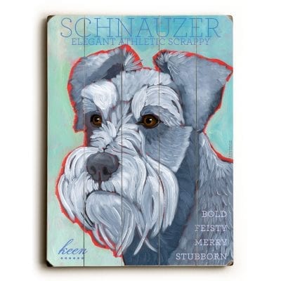 Schnauzer - Dog Picture, Dog Print, Dog Art. Wall Art and Wooden Signs with Dog Pictures and Dog Quotes. Features the Schnauzer dog breed.
