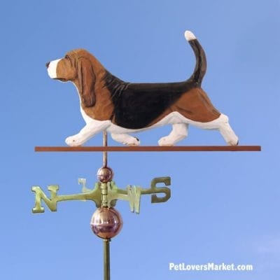 Weathervanes: Basset Hound Dog Weathervane for Roof and Garden Decor. Weathervane made in USA. Gifts for Dog Lovers.
