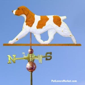 Weathervanes: Brittany Dog Weathervane for Roof and Garden Decor. Weathervane made in USA. Gifts for Dog Lovers. (Orange)