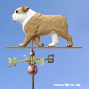 Weathervanes: English Bulldog Dog Weathervane for Roof and Garden Decor. Weathervane made in USA. Gifts for Dog Lovers. Michael Park Woodcarver.