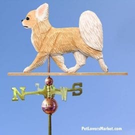 Weathervanes: Chihuahua (Long Haired) Dog Weathervane for Roof and Garden Decor. Weathervane made in USA. Gifts for Dog Lovers. (Fawn)