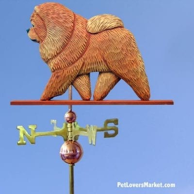 Weathervanes: Chow Chow Dog Weathervane for Roof and Garden Decor. Weathervane made in USA. Gifts for Dog Lovers. (Red)