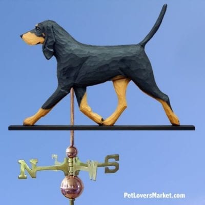 Weathervanes: Coonhound Dog Weathervane for Roof and Garden Decor. Weathervane made in USA. Gifts for Dog Lovers. Black and Tan Coonhound.
