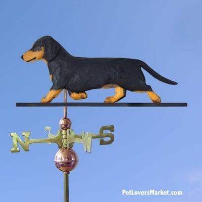 Weathervanes: Dachshund Dog Weathervane for Roof and Garden Decor. Weathervane made in USA. Gifts for Dog Lovers. (Black/Tan)