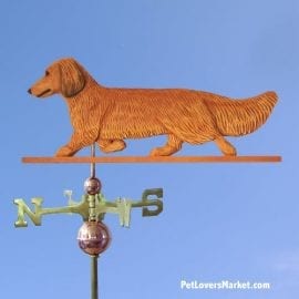 Weathervanes: Dachshund (long-haired) Dog Weathervane for Roof and Garden Decor. Weathervane made in USA. Gifts for Dog Lovers. (Red)