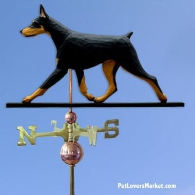 Weathervanes: Doberman Dog Weathervane for Roof and Garden Decor. Weathervane made in USA. Gifts for Dog Lovers. (Black/Tan)