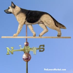 Weathervanes: German Shepherd Dog Weathervane for Roof and Garden Decor. Weathervane made in USA. Gifts for Dog Lovers. Michael Park Woodcarver.