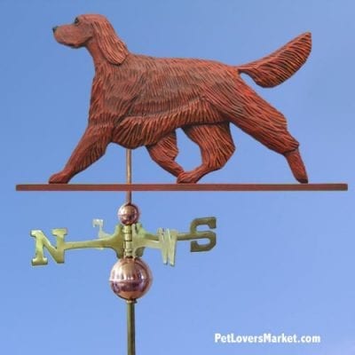 Weathervanes: Irish Setter Weathervane for Roof and Garden Decor. Weathervane made in USA. Gifts for Dog Lovers. Michael Park Woodcarver.