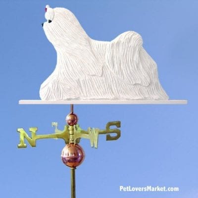 Weathervanes: Maltese Dog Weathervane for Roof and Garden Decor. Weathervane made in USA. Gifts for Dog Lovers. Michael Park Woodcarver.