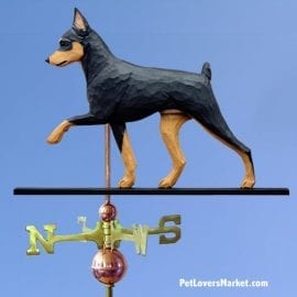 Weathervanes: Miniature Pinscher Dog Weathervane for Roof and Garden Decor. Weathervane made in USA. Gifts for Dog Lovers. Michael Park Woodcarver.