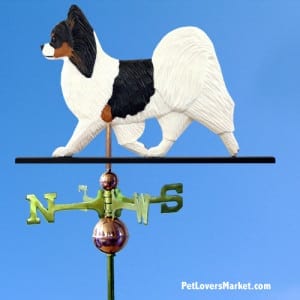 Weathervanes: Papillon Dog Weathervane for Roof and Garden Decor. Weathervane made in USA. Gifts for Dog Lovers. Michael Park Woodcarver.