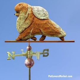 Weathervanes: Pomeranian Dog Weathervane for Roof and Garden Decor. Weathervane made in USA. Gifts for Dog Lovers. Michael Park Woodcarver.