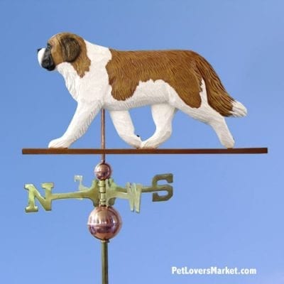 Weathervanes: St. Bernard Dog Weathervane for Roof and Garden Decor. Weathervane made in USA. Gifts for Dog Lovers. Michael Park Woodcarver.